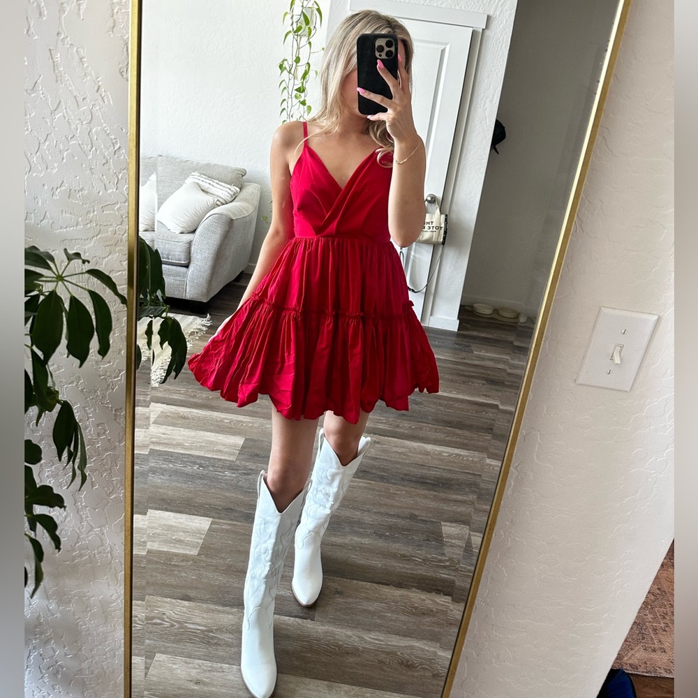 Red mini dress